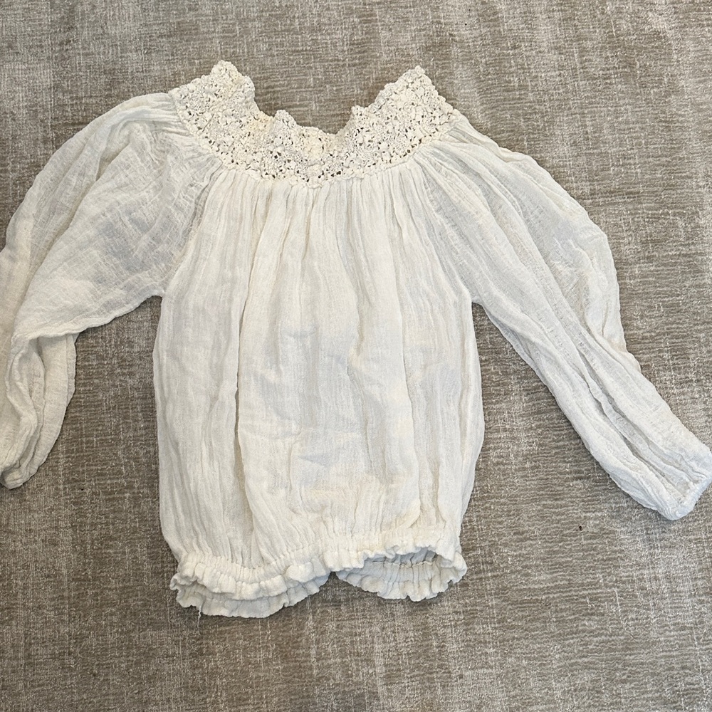 Jen's Pirate Booty Cream Lace Trim Tunic